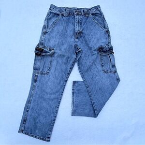 Y2K Skater Wrangler WRG Jeans Co Authentic Issue Cargo Jeans 16 Husky High Rise